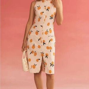 Anthropologie Maeve x Dylan Mierzwinski Colette Orange Print Midi Dress Size MP